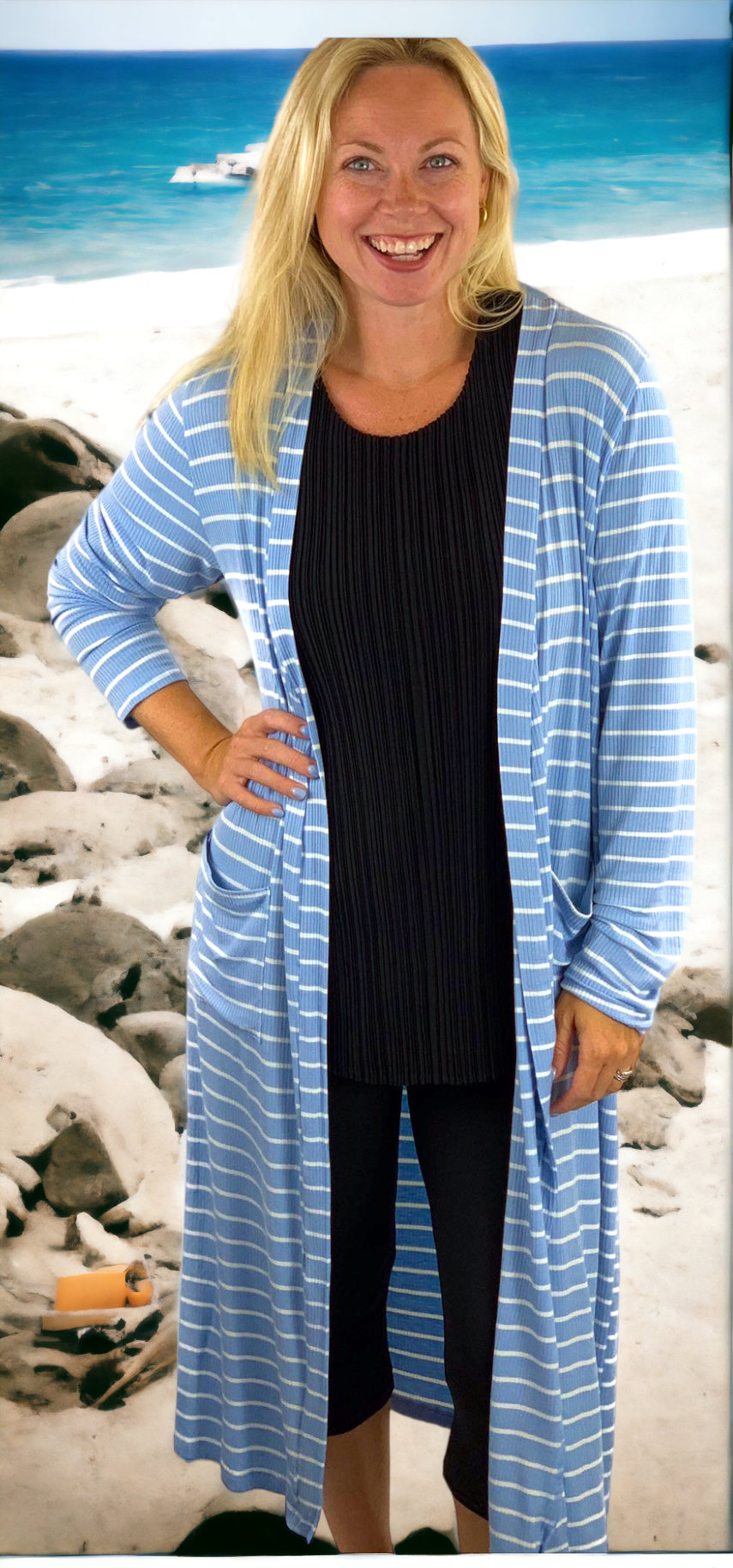 Plus Size Striped Duster
