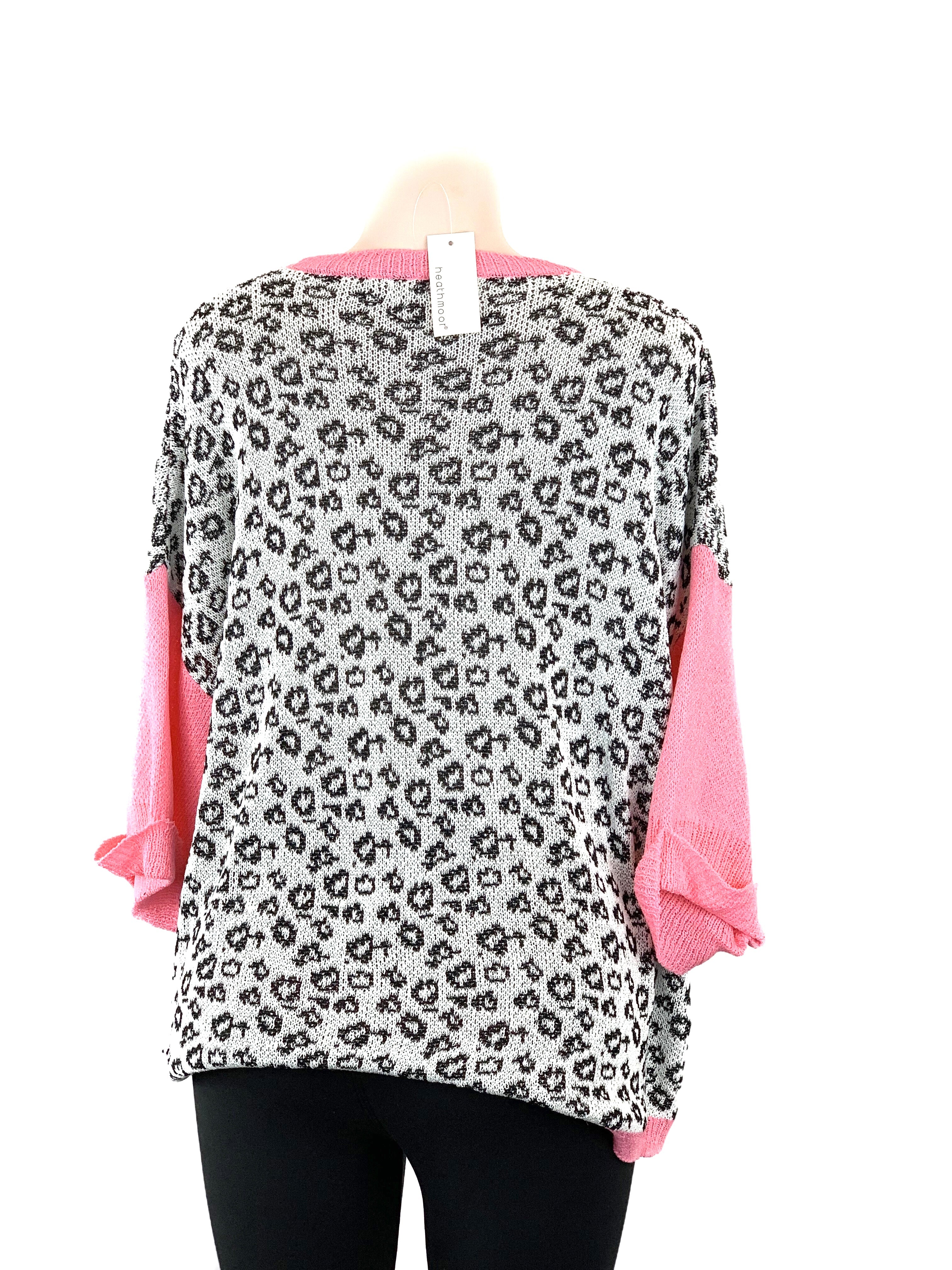 Medium Weight Pink Cheetah Print Gauze Sweater-4