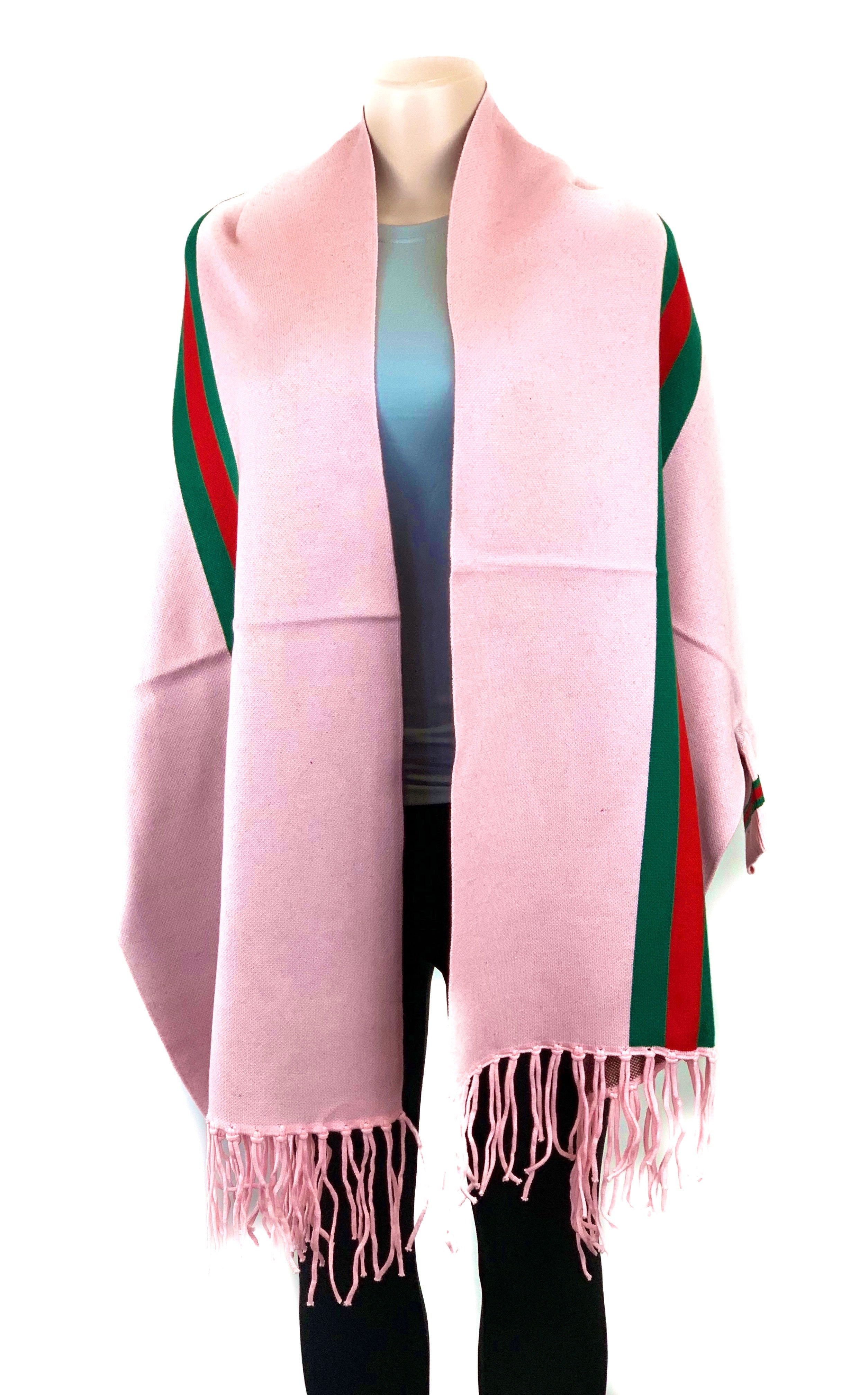 Pink Body Red/Green Stripe Sweater Wrap | Shop De Loache