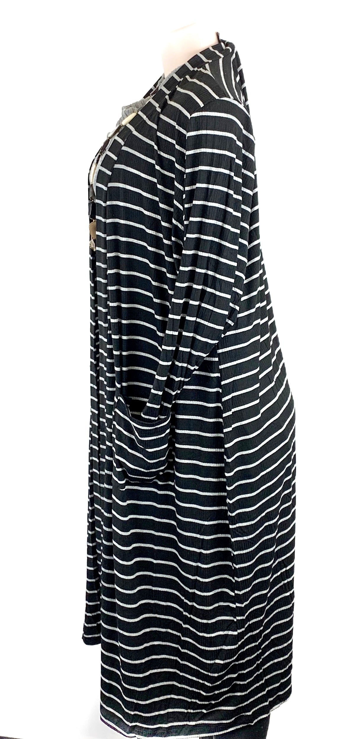 Plus Size Striped Duster - 0
