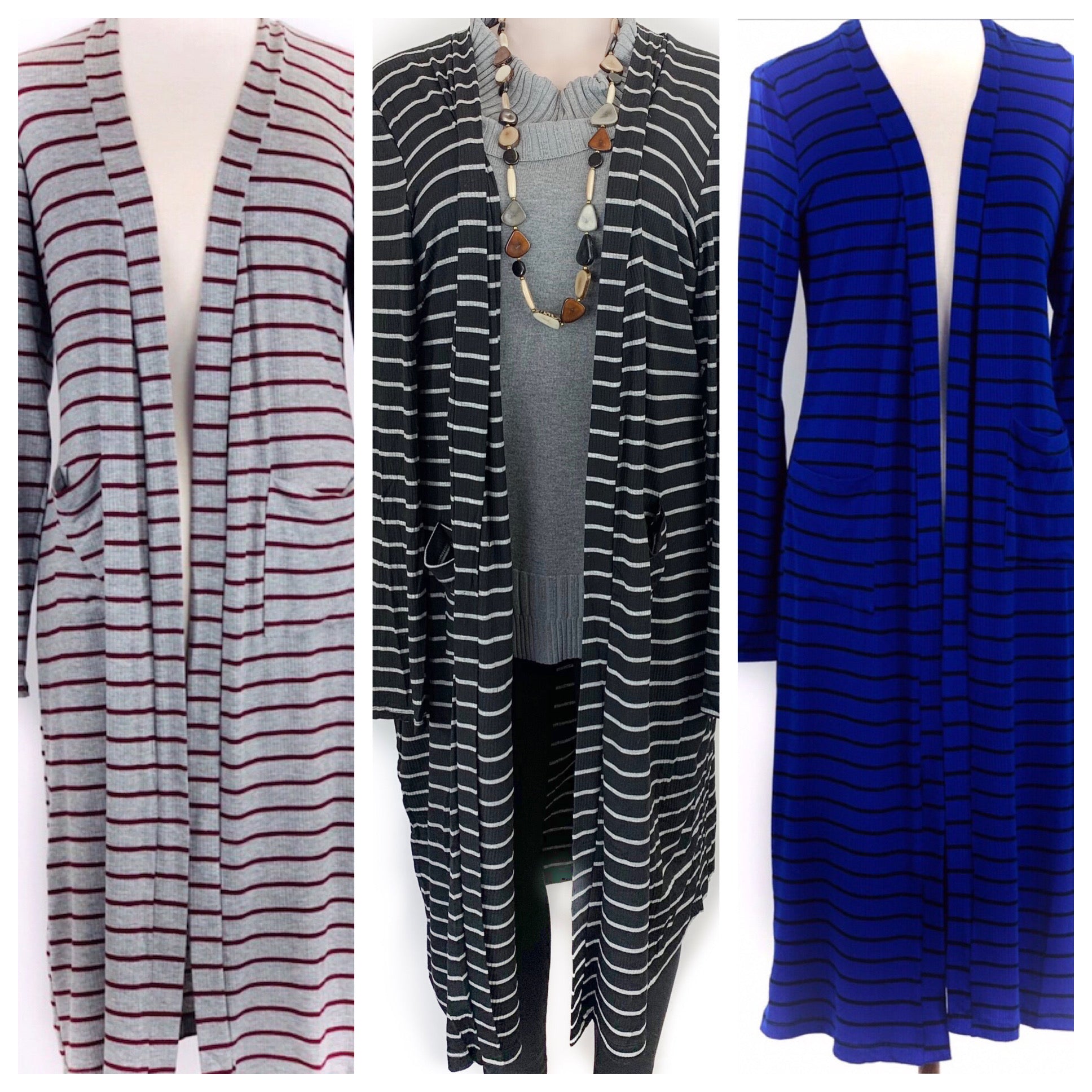 Plus Size Striped Duster-5