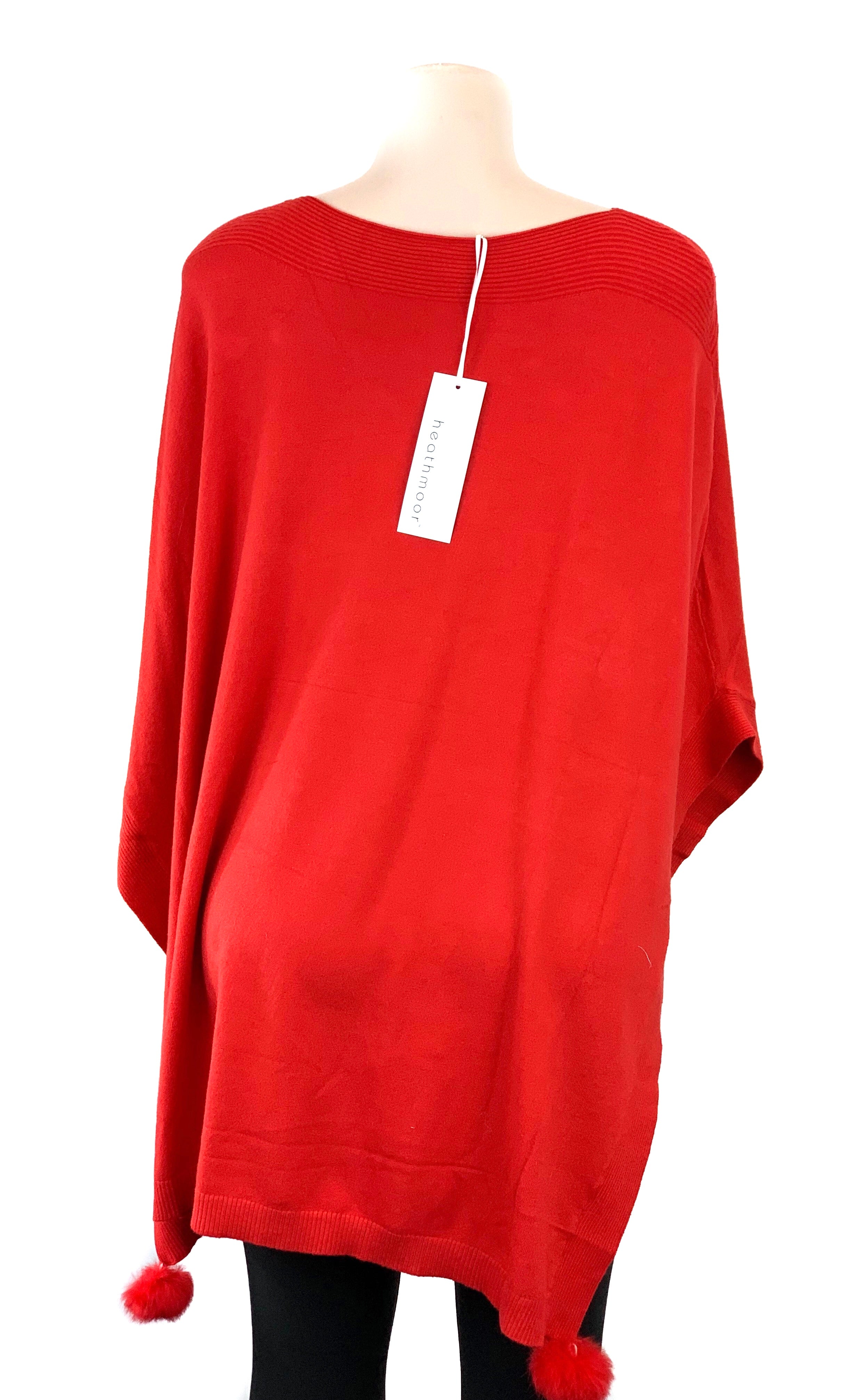 Red Fuzzy Ball Tunic Sweater